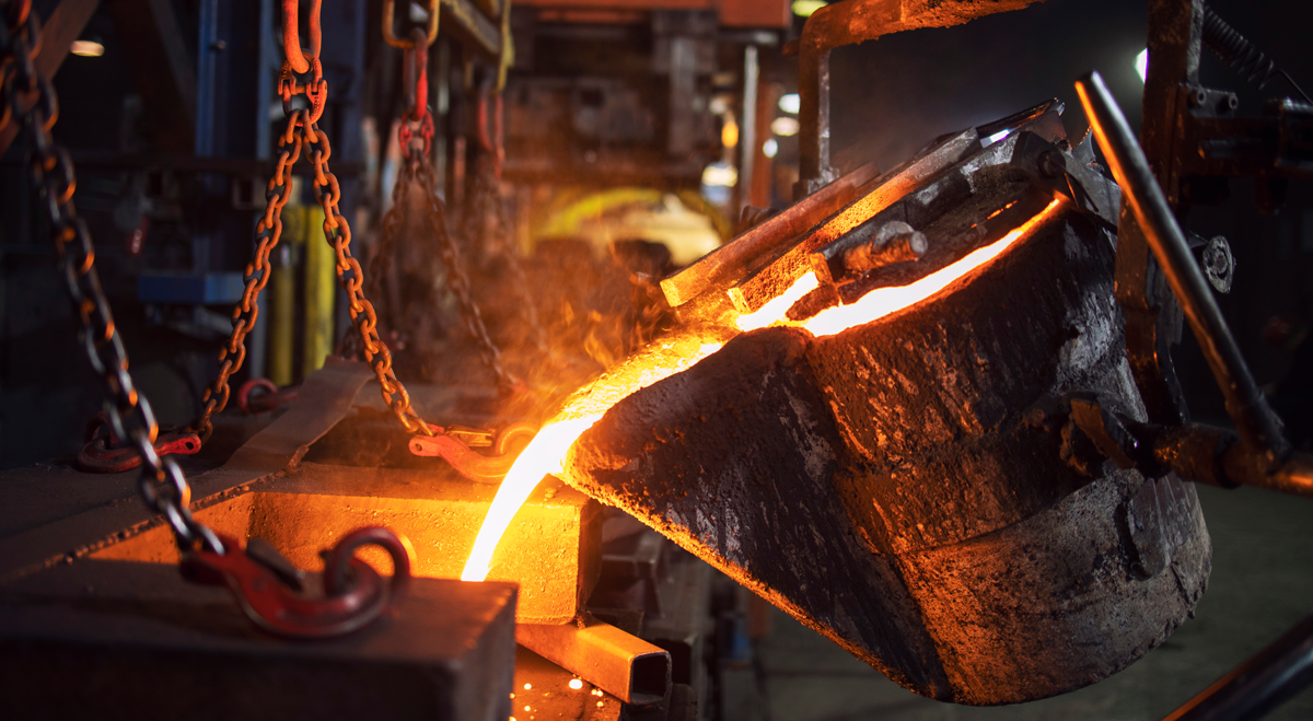 Molten steel being poured