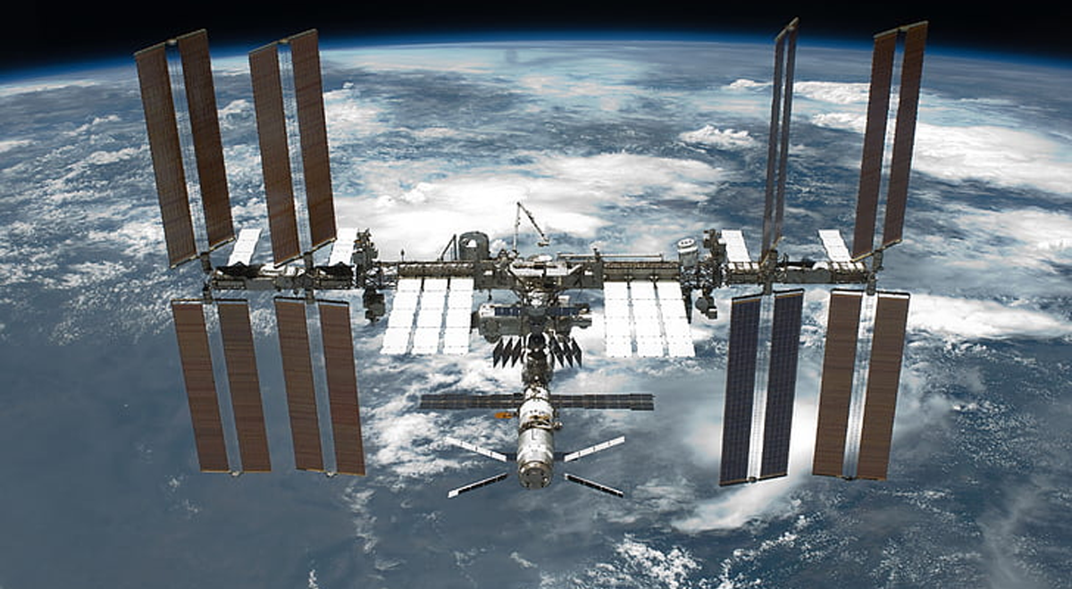 Space satellite in earth orbit